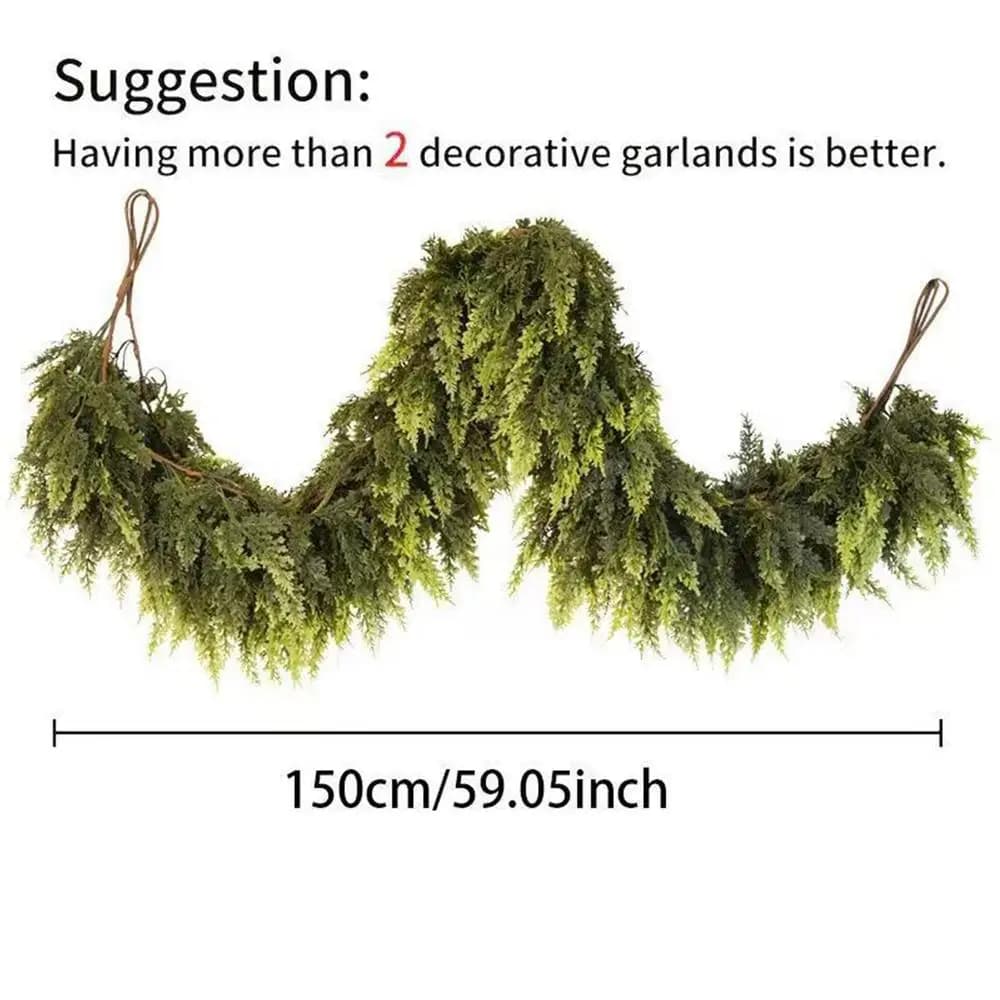 Christmas Tree Decorations Holiday Faux Garland Cedar Rattan Wreath Artificial Pine Garland Wedding Home Fireplace Door Decor