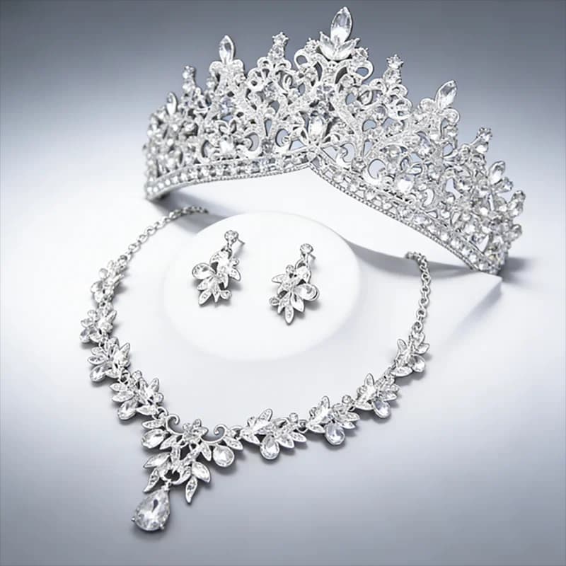 Bridal Jewelry Sets for WomenTiaras and Necklace Earrings Sets for Wedding Dress Party Birthday Costume Accessories