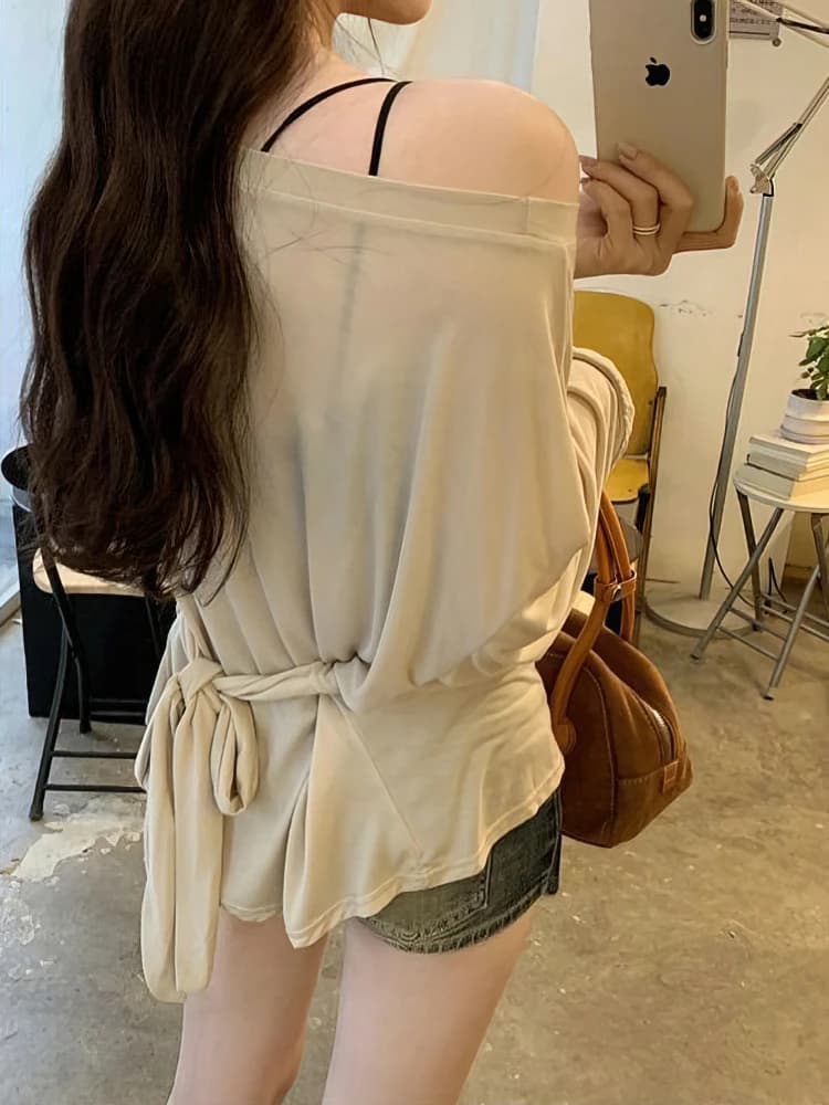 See Through Long Sleeve Oversize T Shirt