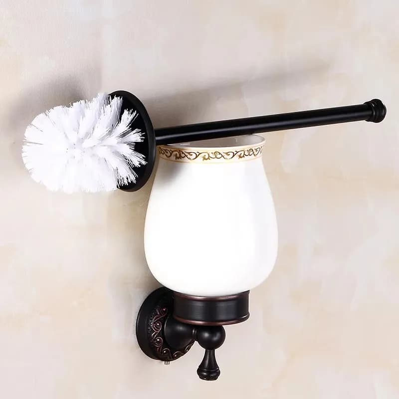 Bathroom Accessories Black Ancient Carved Toilet Brush Holder Solid Brass Bath Hardware Sets Soap Dish Retro Basket Paper Holder