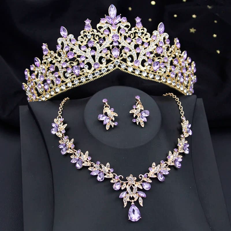 Bridal Jewelry Sets for WomenTiaras and Necklace Earrings Sets for Wedding Dress Party Birthday Costume Accessories