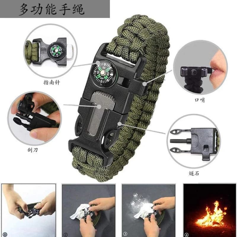13 Outdoor Survival Equipment, Multi-functional Tool Set for Adventure, Self-defense, First Aid, Camping Equipment, Lighter