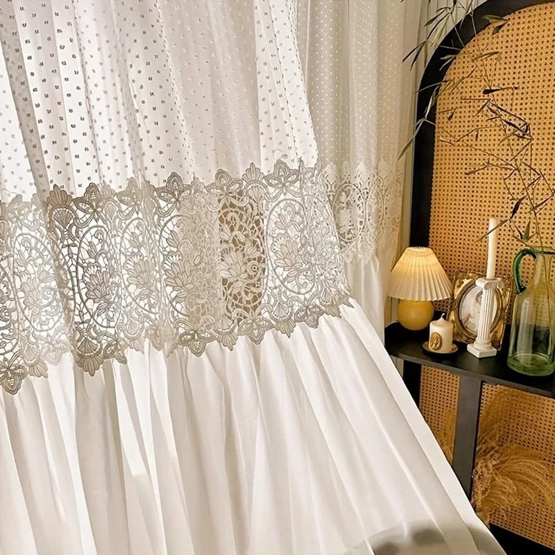 Vintage Lace Flower Sheer Curtain Panels
