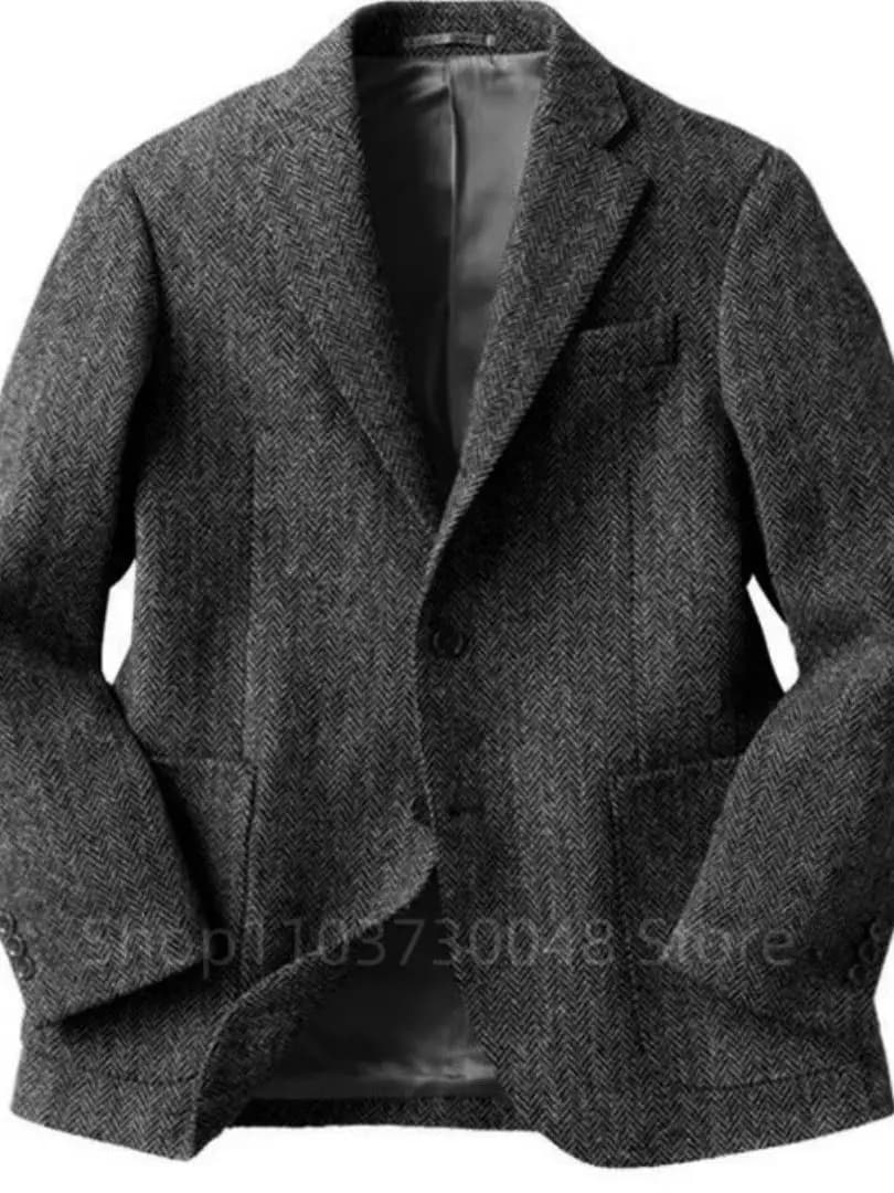 Men's Brown Herringbone Wool Blazer