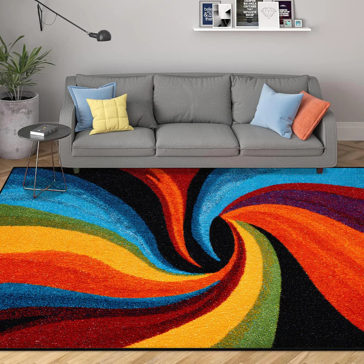Modern Geometric Area Rug with Non-Slip Base