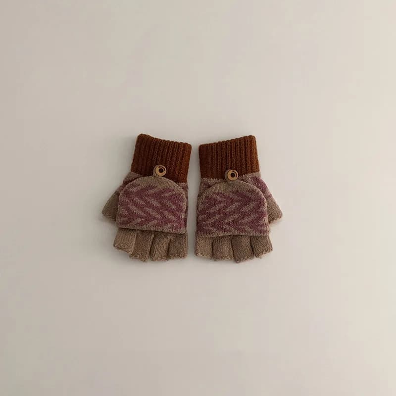 Kids Winter Five Finger Knit Gloves