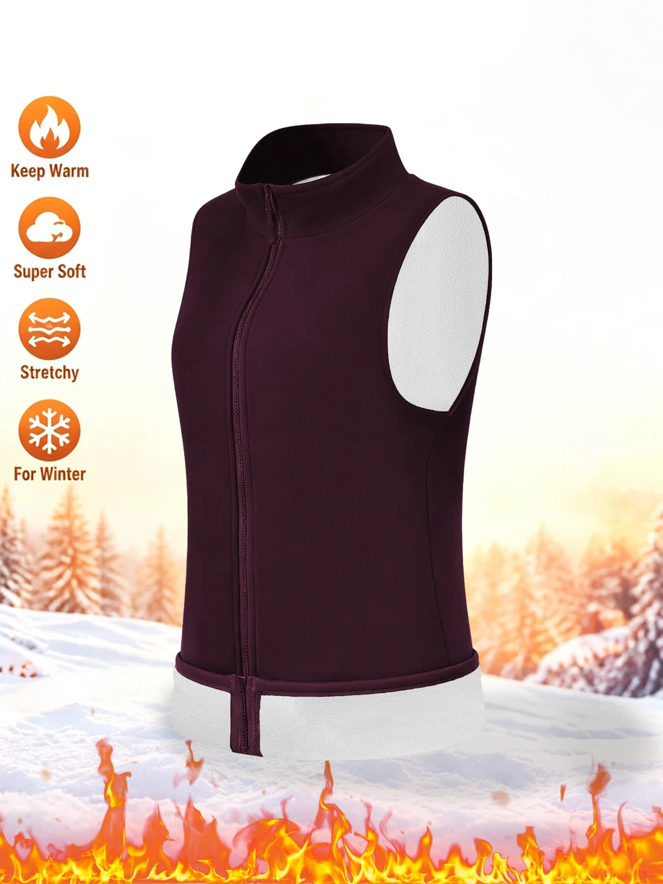 Women's Fleece Vest with Stand Collar