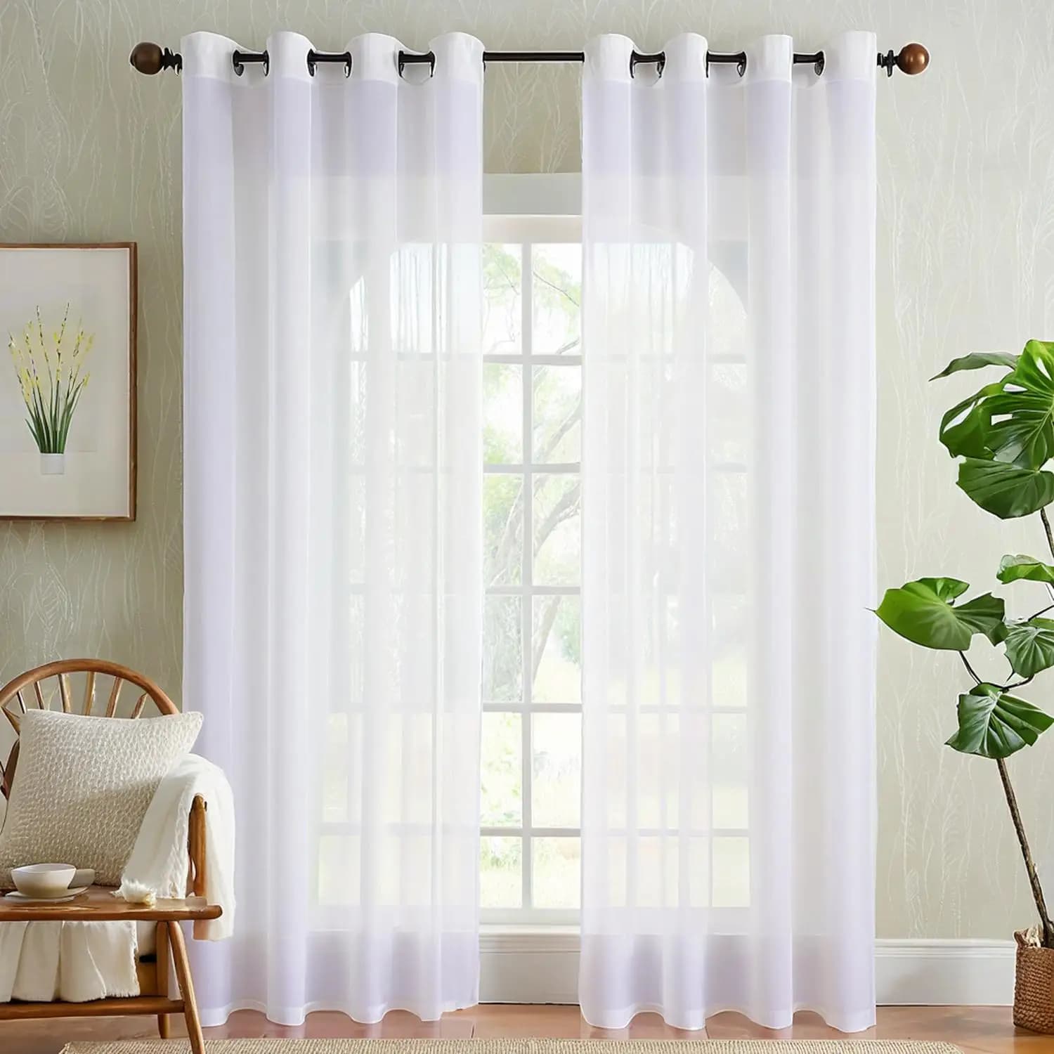 Voile Sheer Curtain Panels with Grommet Top