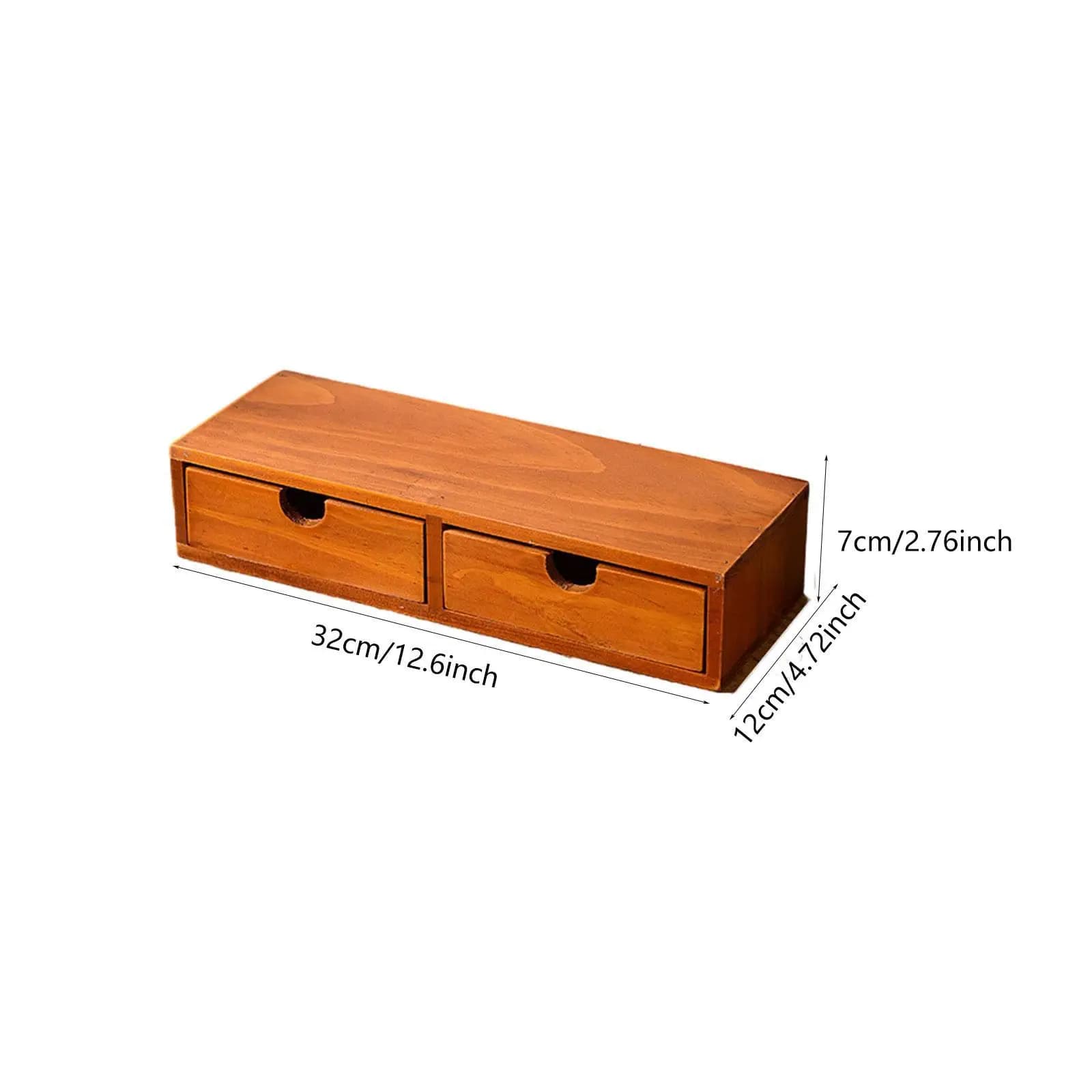 Rustic Wooden Desk Organizer with Drawer