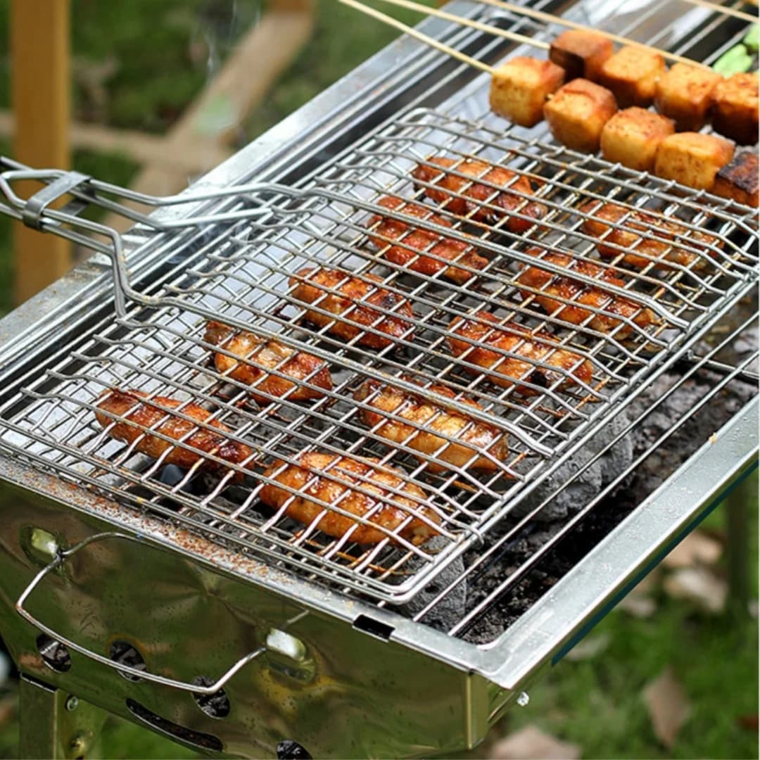 Large Folding BBQ Grill Basket with Handle