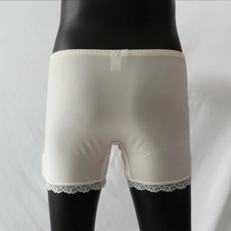 Men's Boxer Briefs Sexy Ruffle Lace Trim Satin Underwear With Bow Decor Soft Breathable Mid Rise Boxers