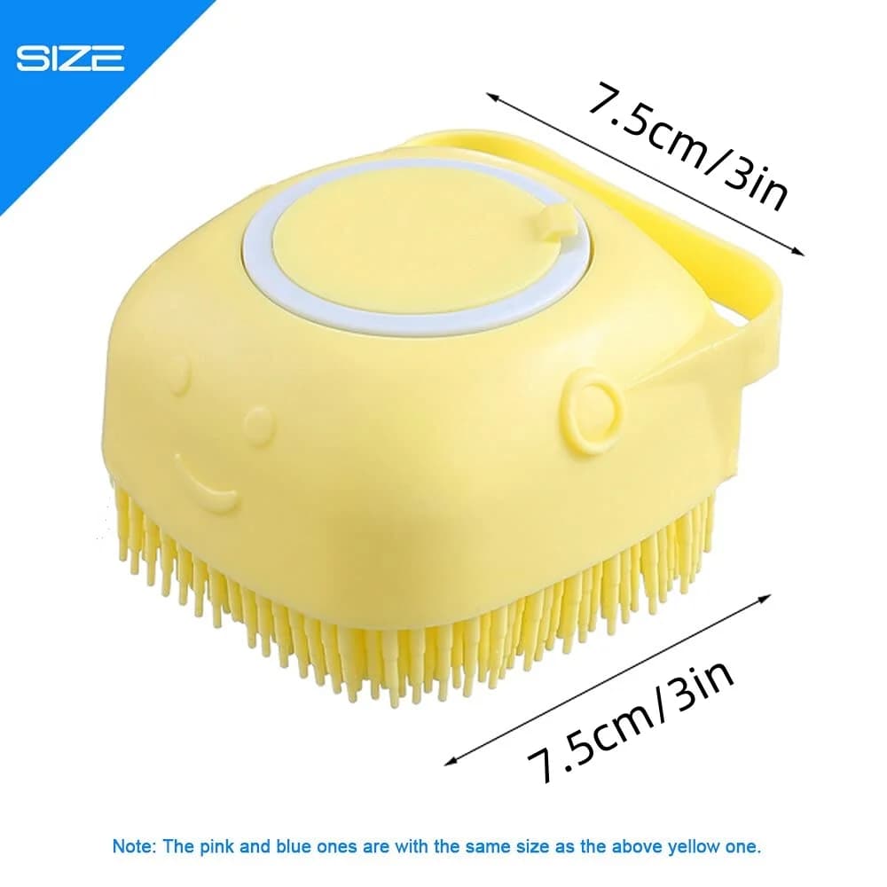 Pet Massage Brush Dog Bathing Brush Shampoo Dispenser Soft Silicone Brush Rubber Bristle for Dogs and Cats Shower Grooming Tool