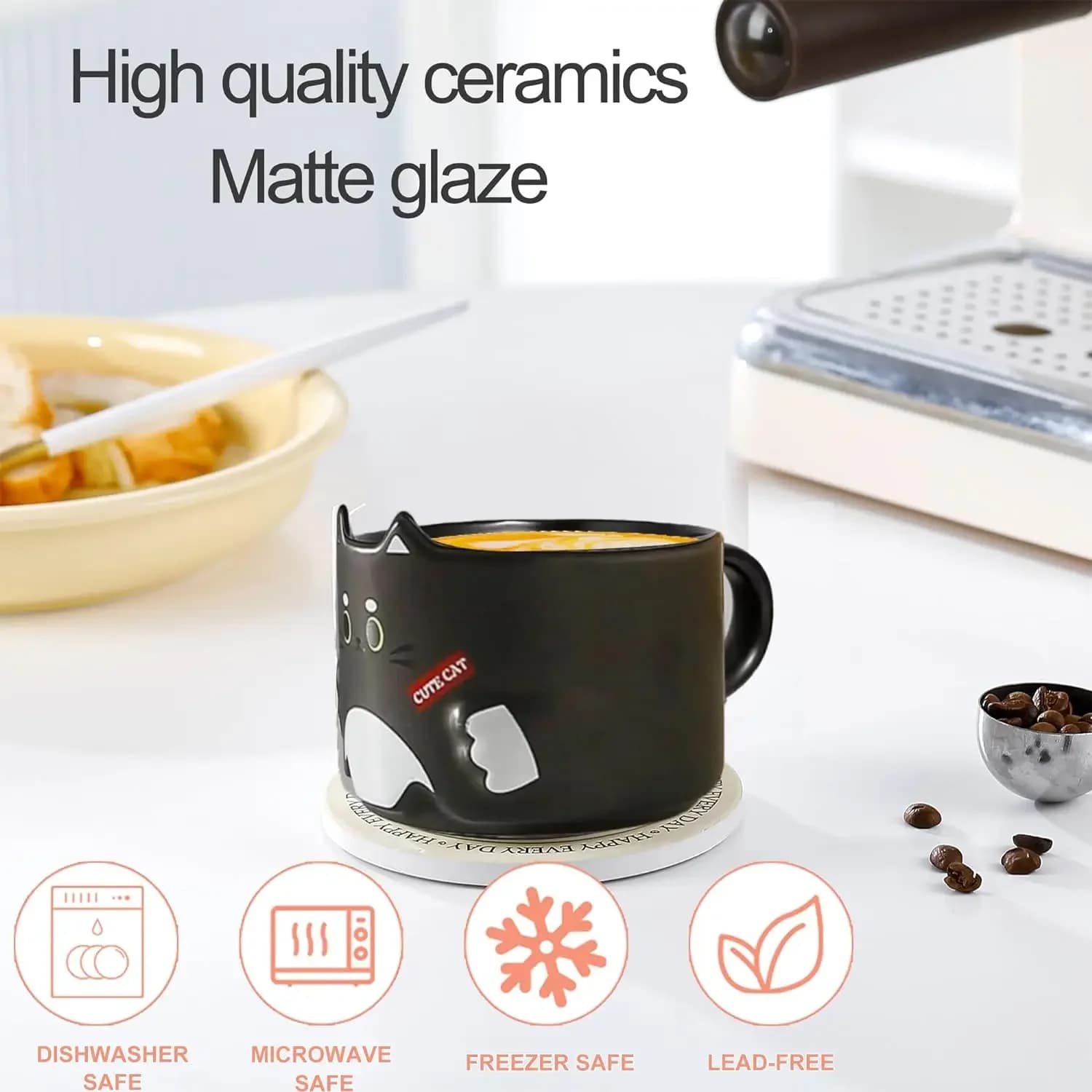 Stackable Porcelain Coffee Mugs Set of 4