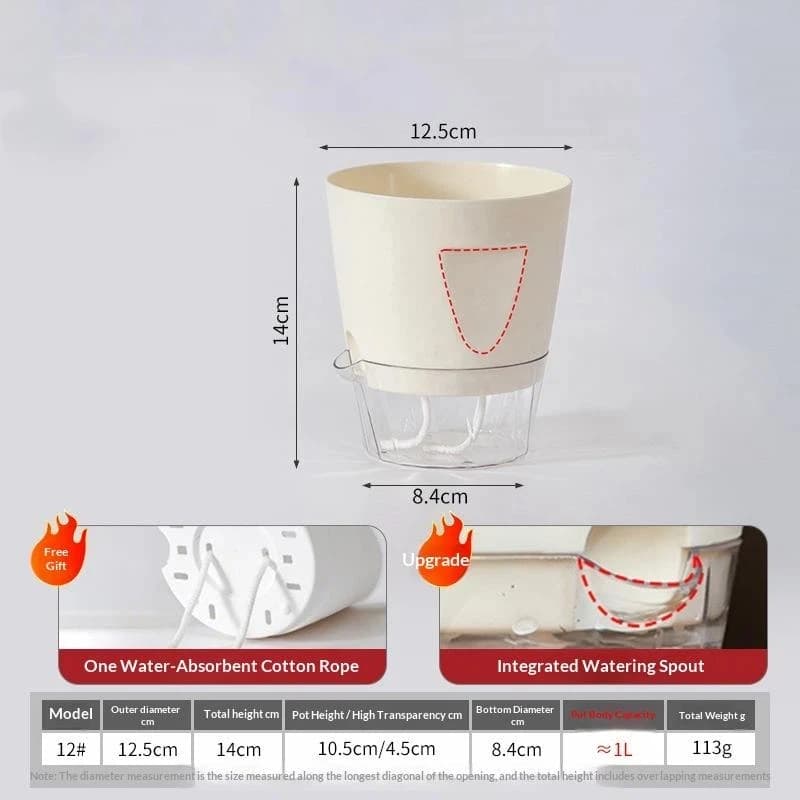 Self-Watering Plant Pot with Water Level Indicator