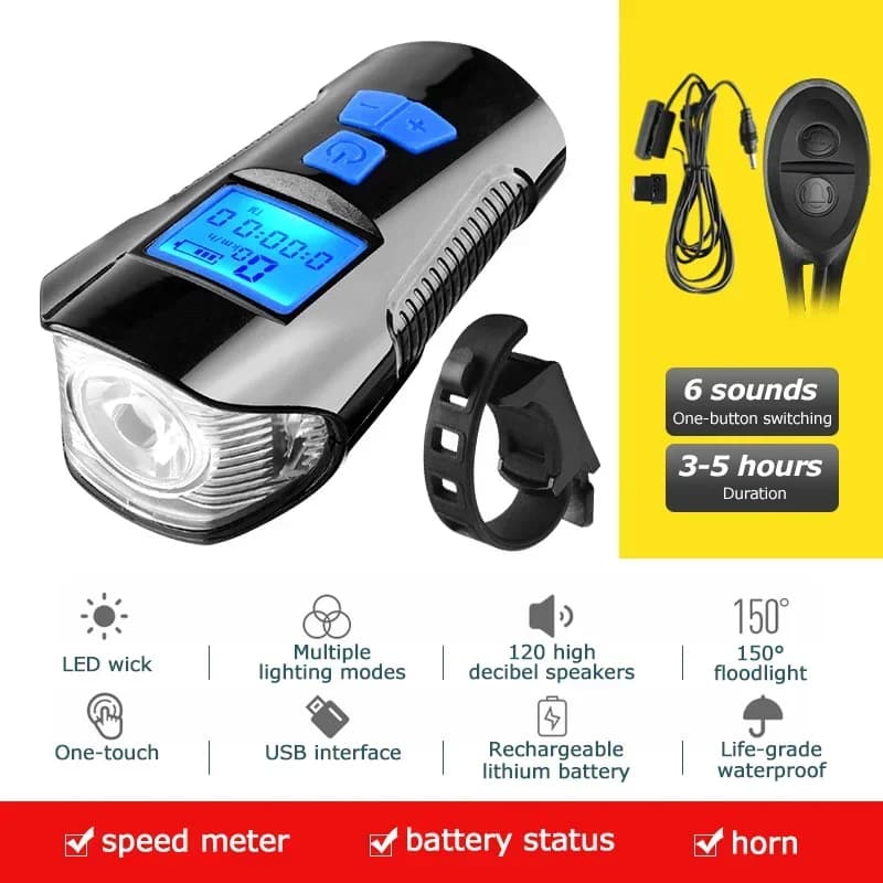 Bicycle Light Set With Horn and Speedometer
