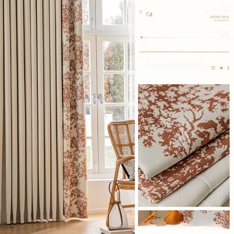 Modern Blackout Curtains Cream Chenille