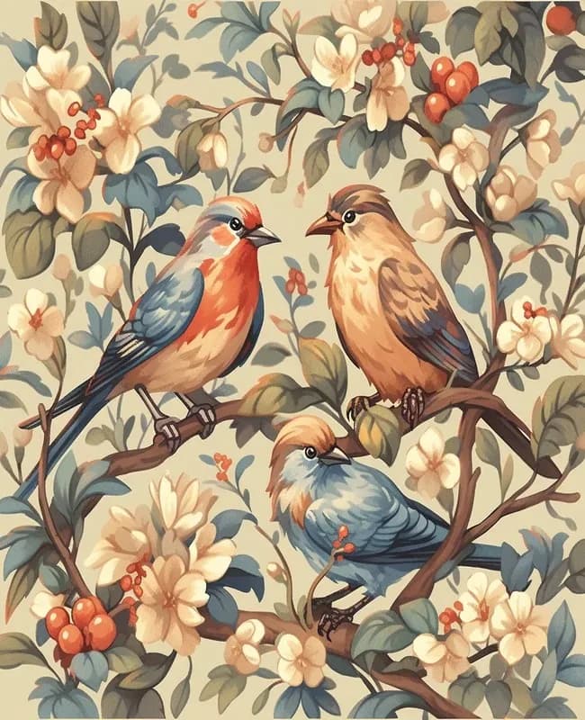 Paint By Numbers Bird Illustration Art Kit