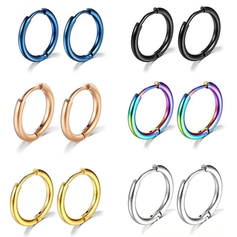 Stainless Steel Hoop Earrings Gold