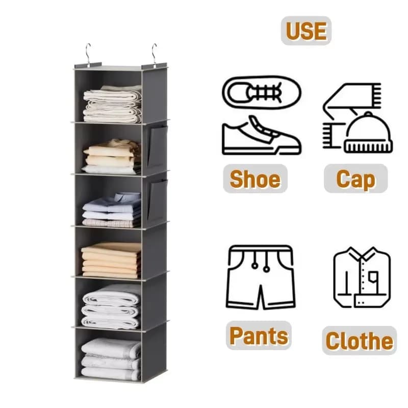 Hanging Closet Organizer with 6 Shelves