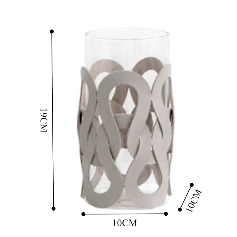 Glass Vase with Leather Weaving Accent