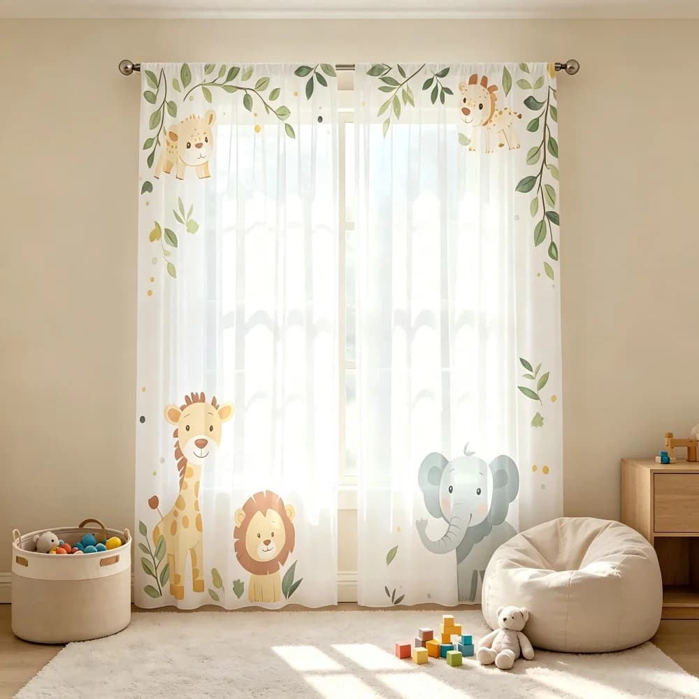Forest Playground Sheer Curtain Panels