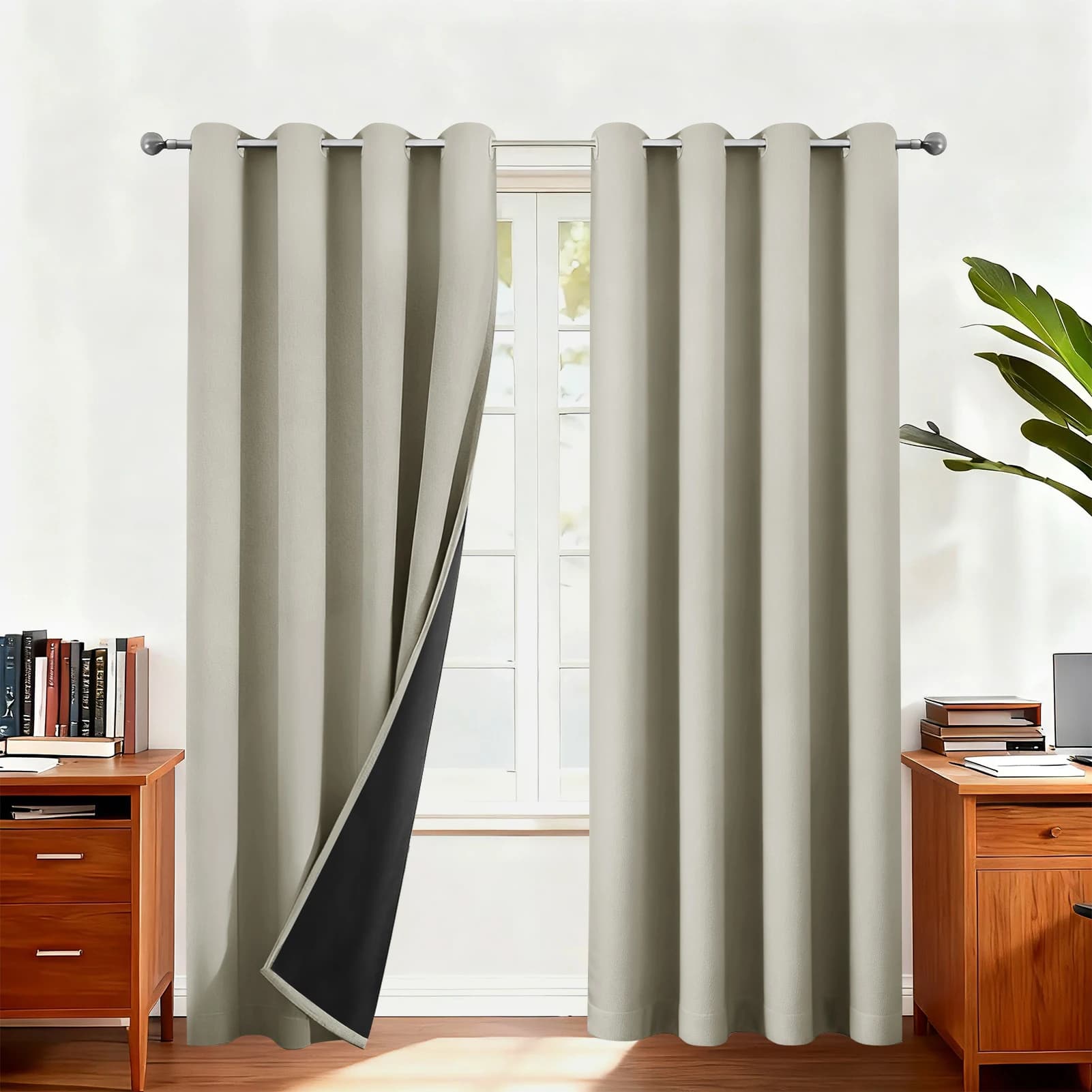 Blackout Thermal Weave Textured Eyelet Curtains