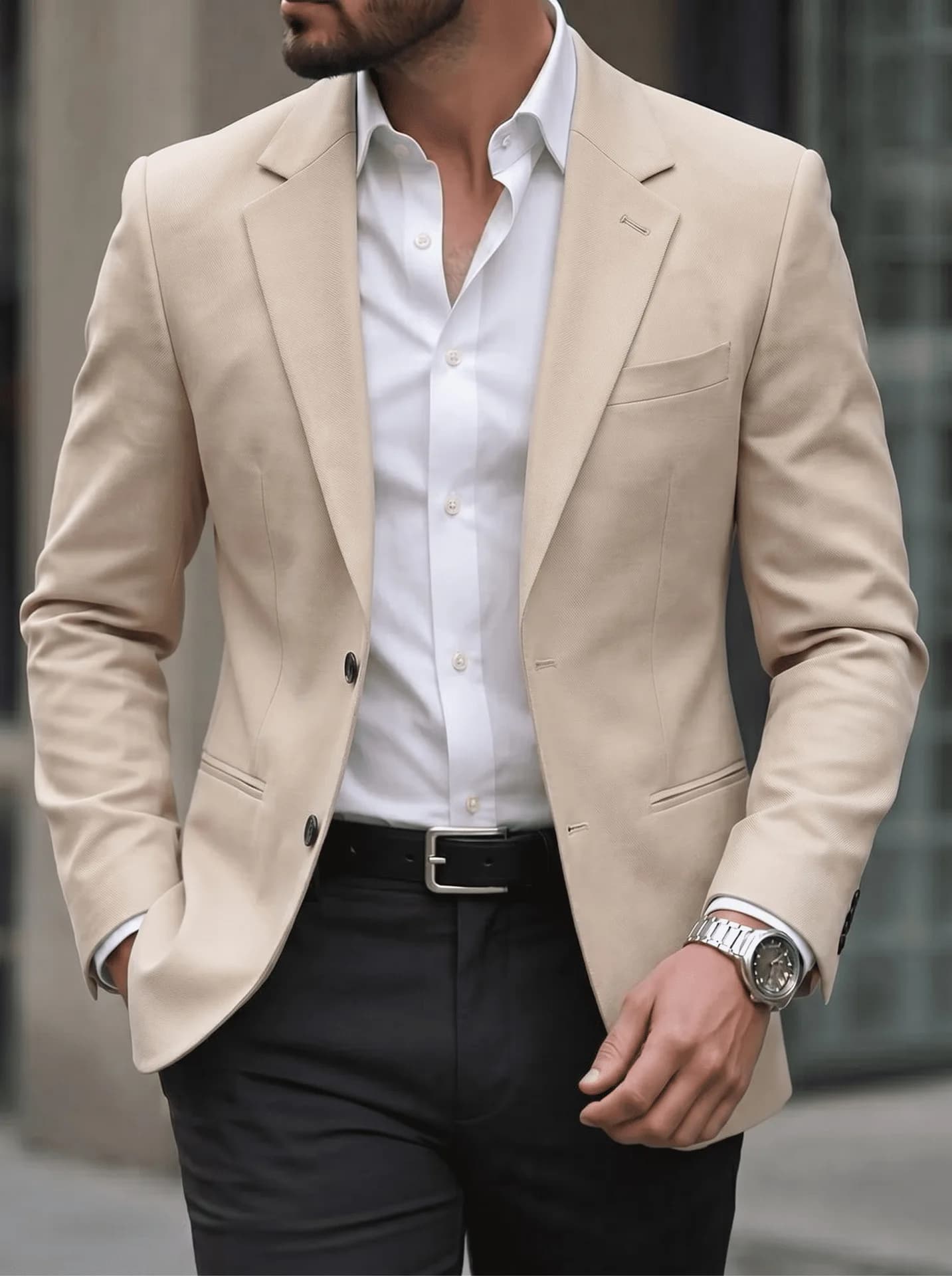Men's Slim Fit Solid Color Blazer