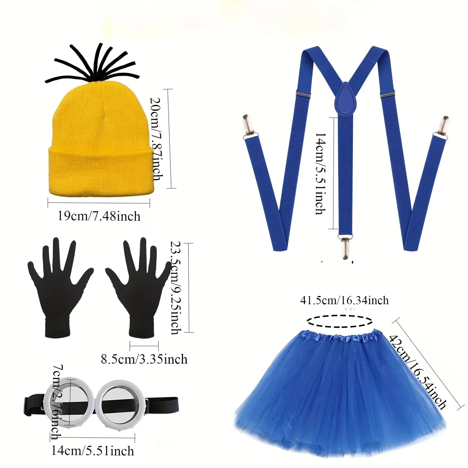 Halloween Costume for Adult Women Goggles Glasses/ Beanie Hats/Gloves/Tutu Skirt/Suspenders Accessories Cosplay Party Set