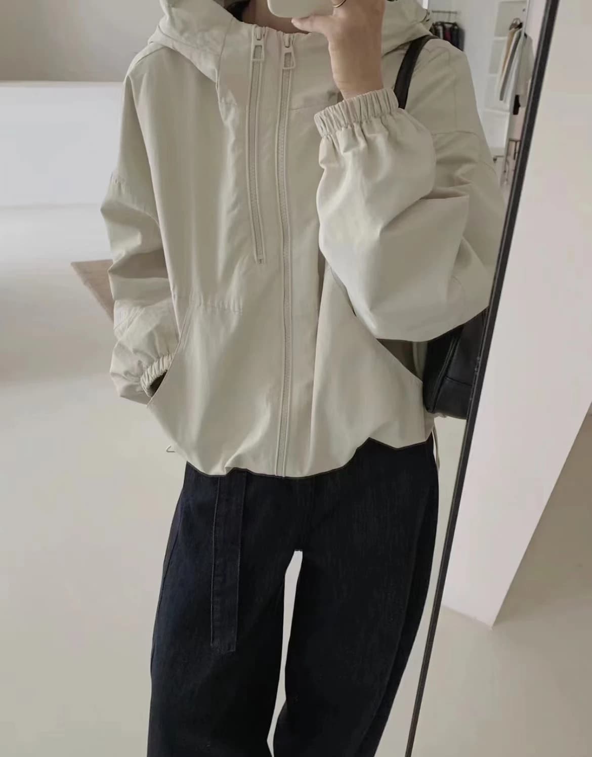 Double Zipper Hooded Short Jacket