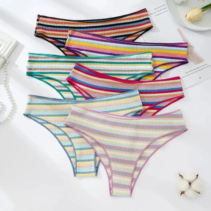 Colorful Striped Cotton Low-Waist Briefs