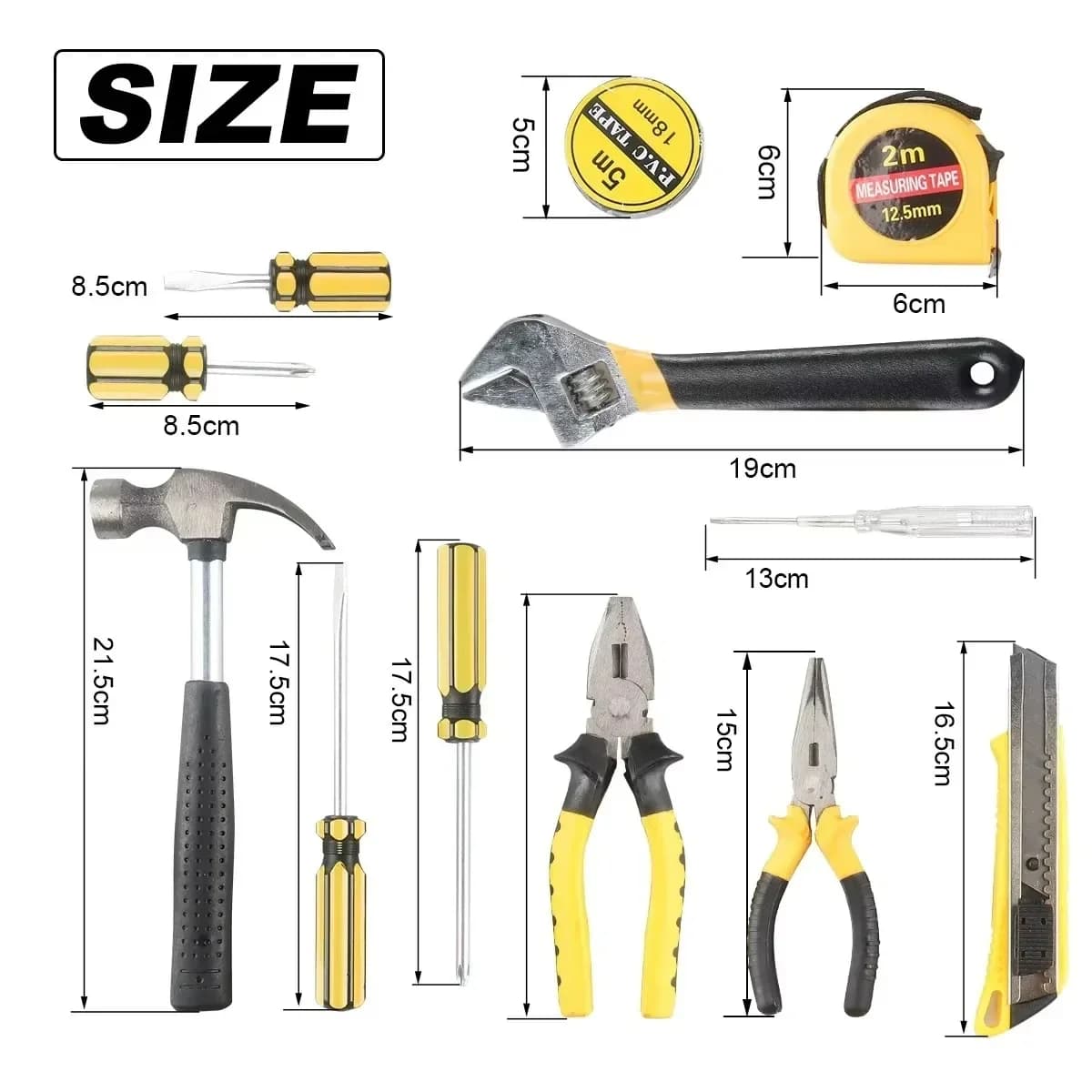 Household Hand Tool Kit with Plastic Storage Case
