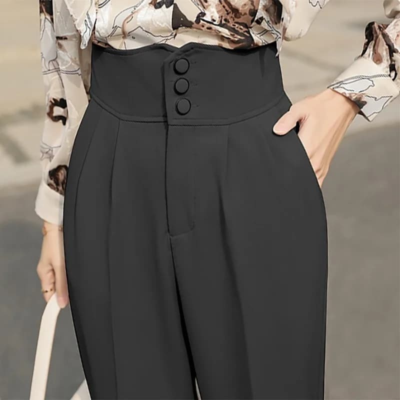 Black High-Waisted Wide-Leg Cropped Harem Trousers