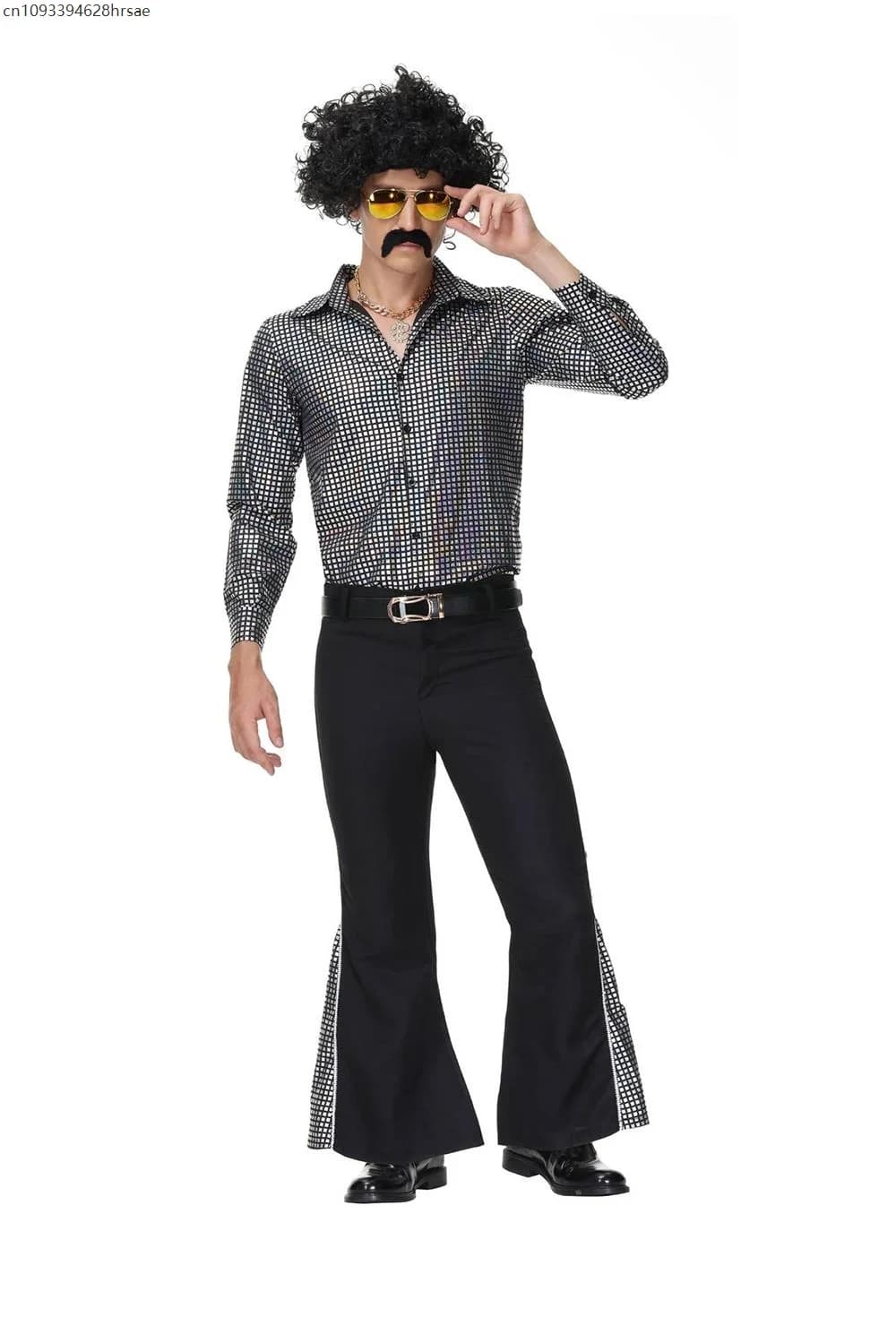 Halloween Hippie Costumes Set 70s 80s Cosplay Costume Suit for Men Fancy Disguise Carnival Party Vintage Rock Disco Club Show