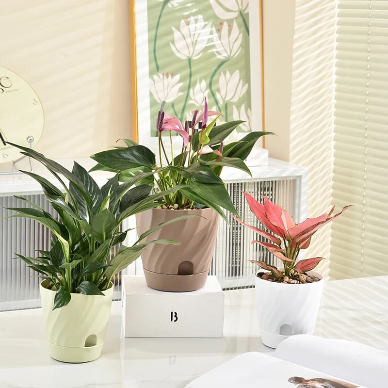 Plastic Flower Pot with Pedestal Base
