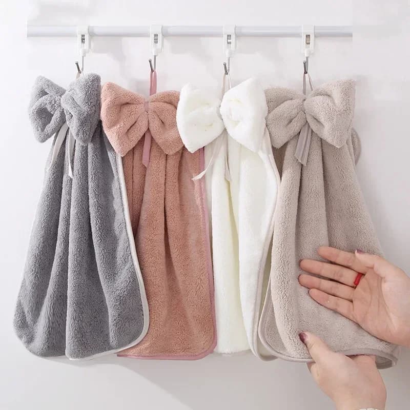 Bowknot Coral Fleece Hand Towels