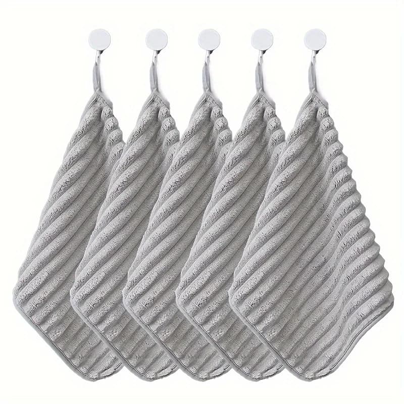 Striped Hand Towels with Hanging Loops, 5-Pack