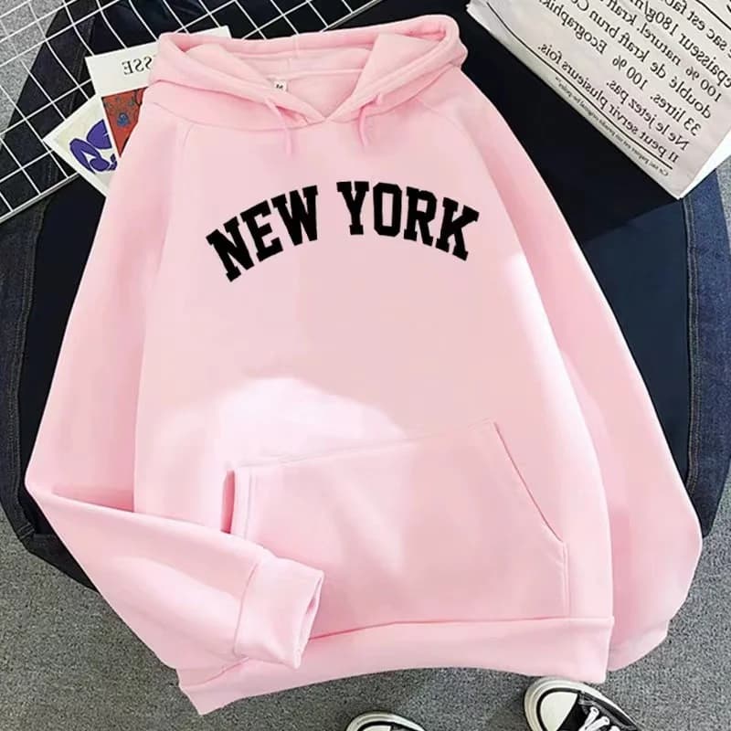 Women's Oversized Fleece Hoodie with NY Graphic