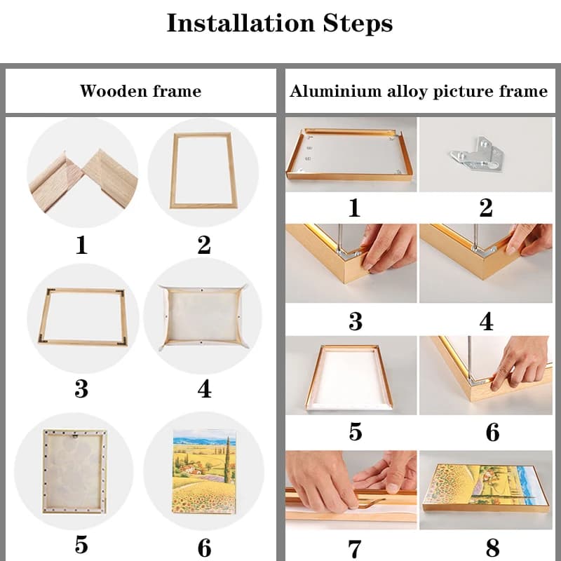 Modern Wall Art Narrow Side Combination of Aluminum Alloy And Wooden Inner Frame Canvas Metal Painting Frame