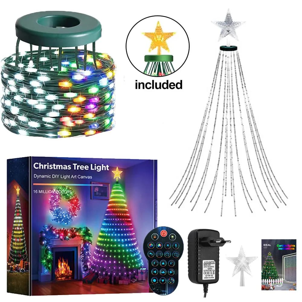 Smart RGBIC Christmas Tree Lights with Star Topper