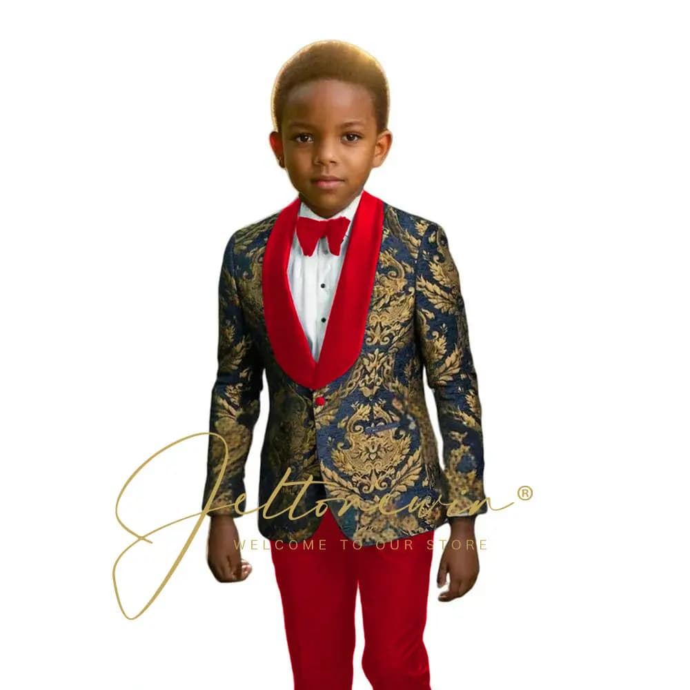 Navy Floral Boys Suit Set – 2 Pieces
