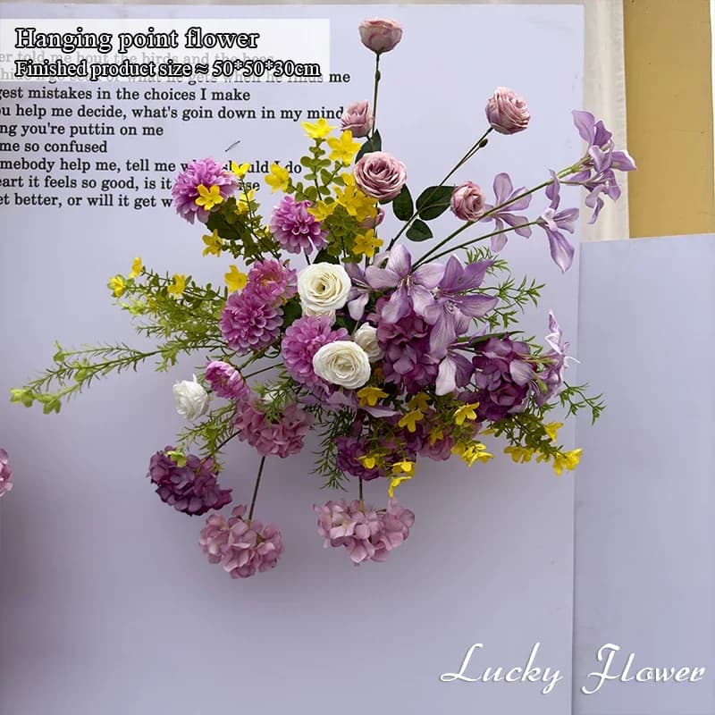 Outdoor Wedding Decoration Artificial Flowers Floral Backdrop Arrangement Home Decor Hanging Flower Row Road Lead Flower Ball