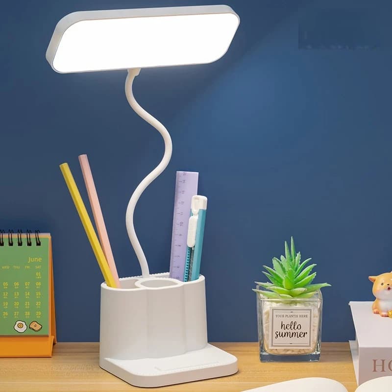 Desk Organizer Lamp, Dimmable Study Light with Pen Holders, Reading Lamp for Students Homework, Dorm Bedroom