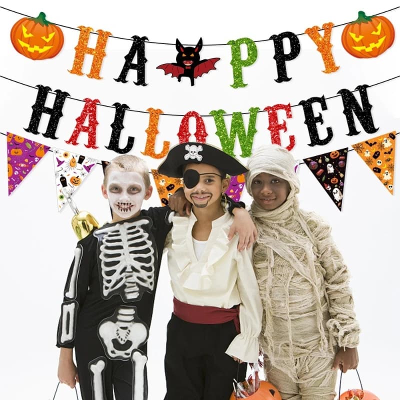 Halloween Party Decorations Triangle Banners Spiral Hanging Props Ghost Festival DIY