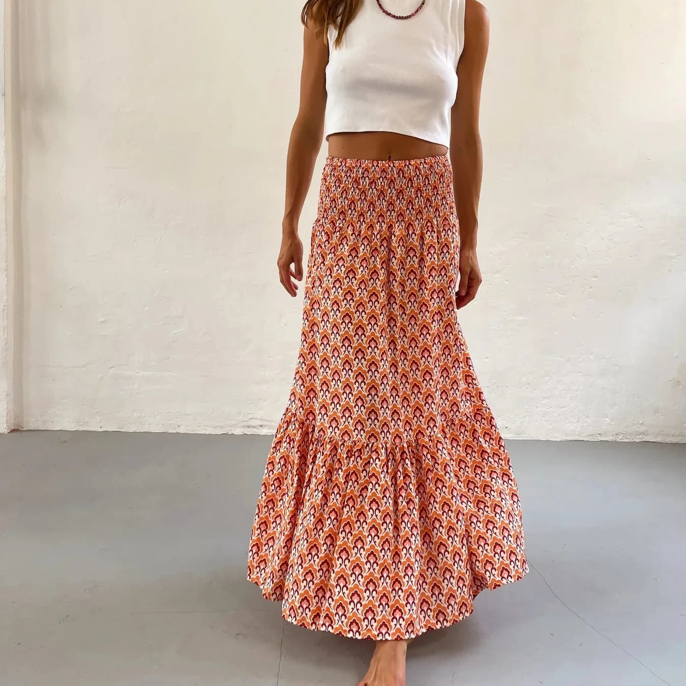 Women's Boho Floral Maxi Skirt