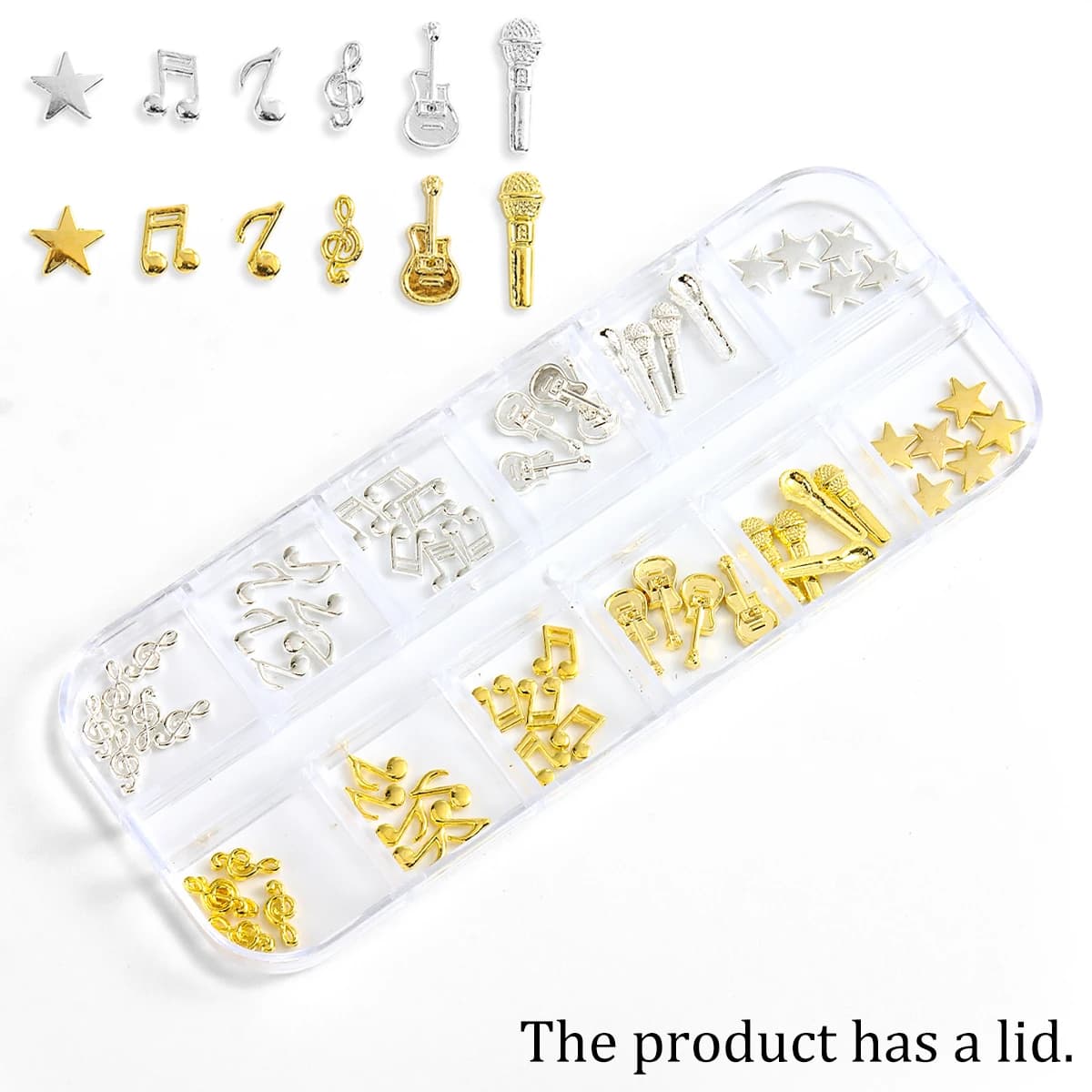 Nail art musical symbol alloy ornaments, a mix of 3D metal accessories, retro punk hollowed-out musical note nail art ornaments.