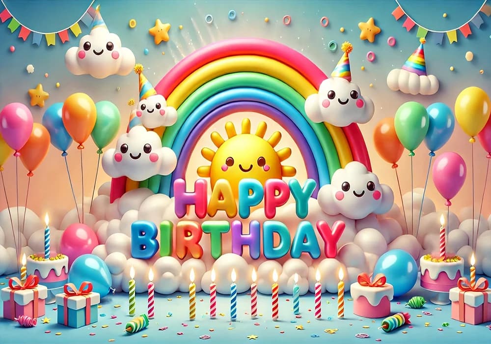 Rainbow Birthday Backdrop Banner