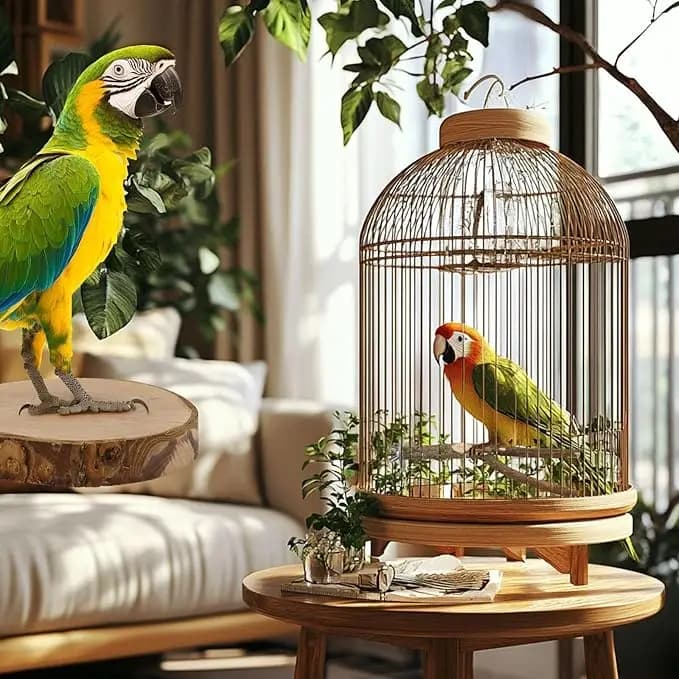 Natural Wood Forked Bird Perch Stand