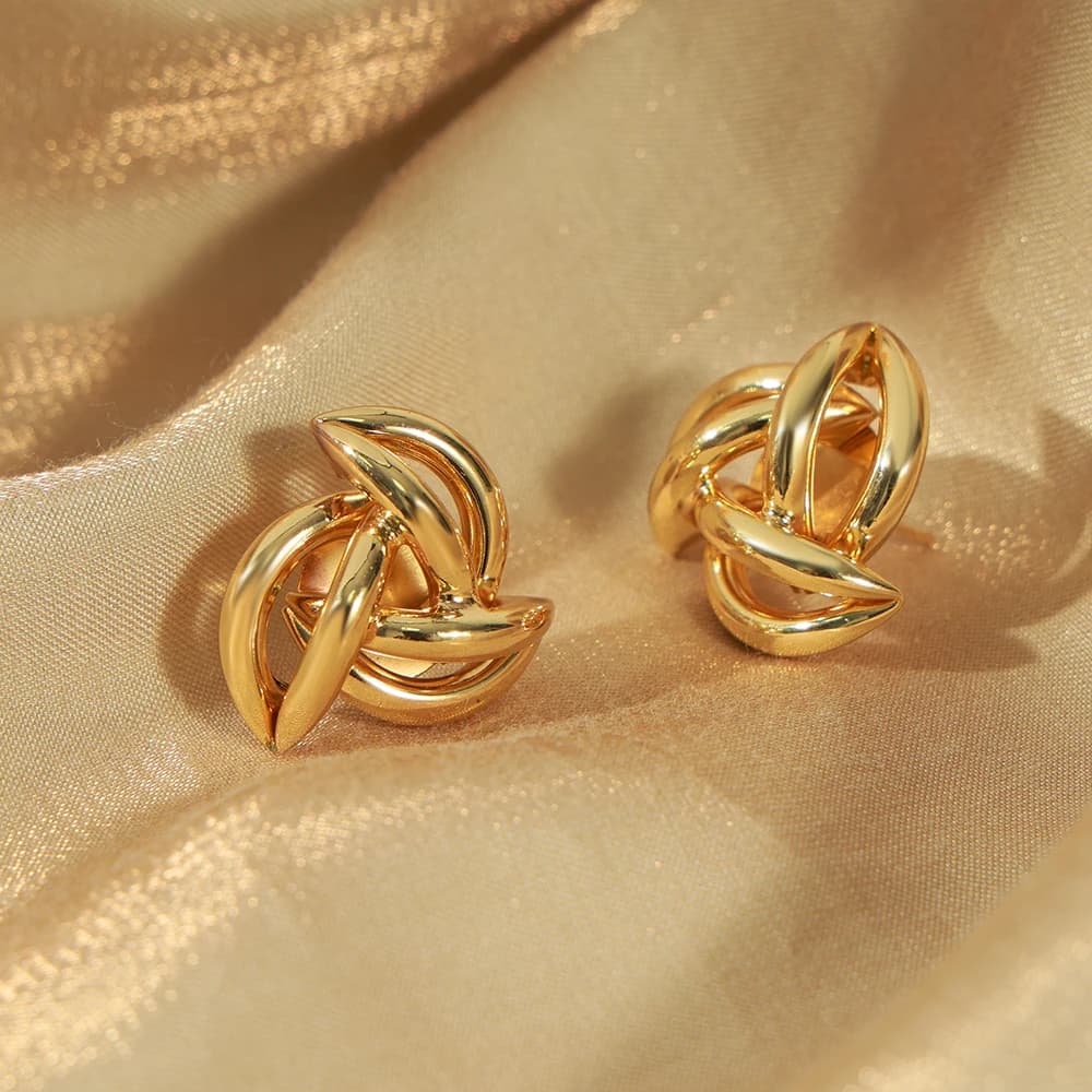 Small Metal Knot Twist Stud Earrings