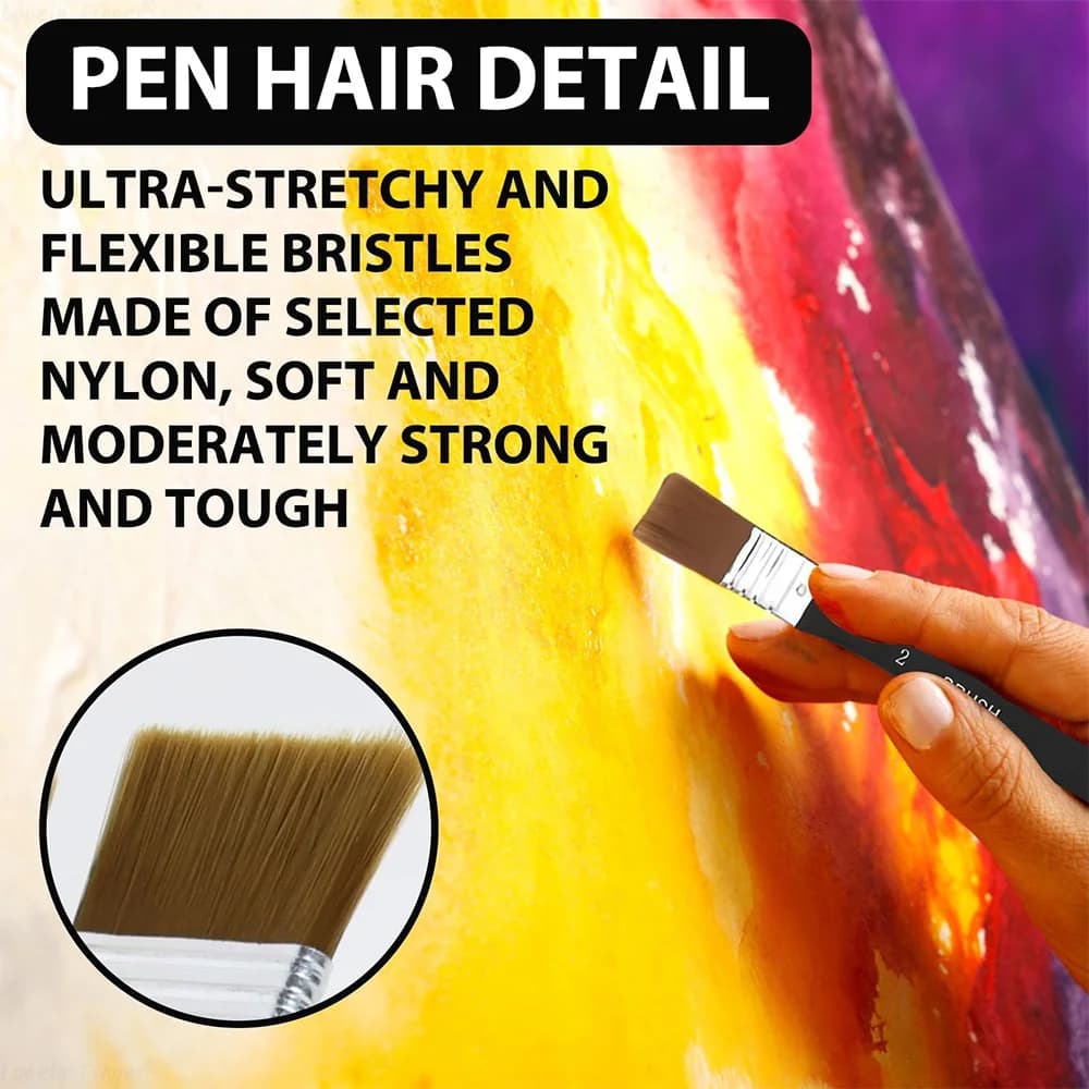 Flat Bright Paint Brushes with Wooden Handle