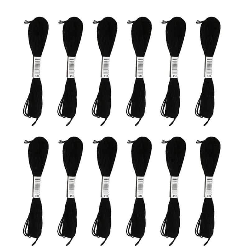 Black and White Embroidery Floss Skeins